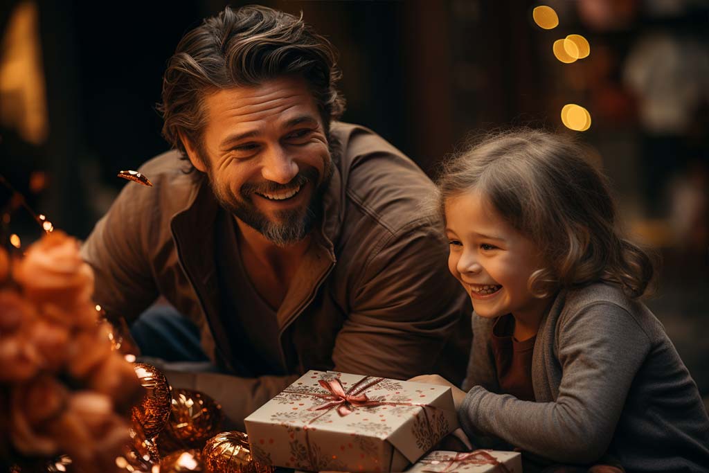 Festejando a Papá: Ideas originales para demostrarle tu amor en su día. Papá recibiendo regalos de su hija.