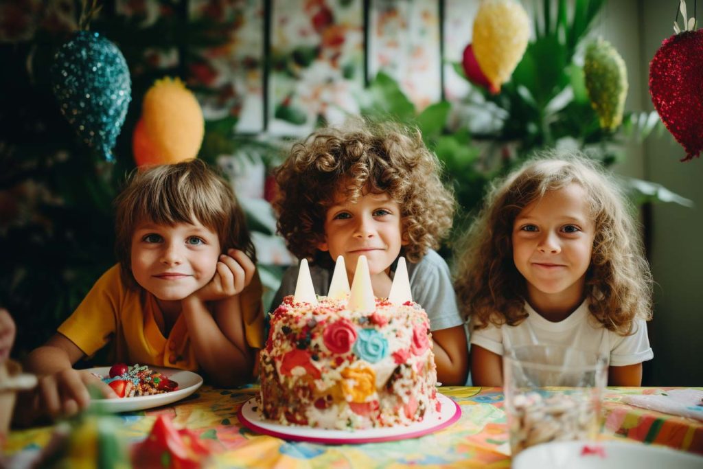 Fiestas infantiles La guia definitiva para crear recuerdos inolvidables Tres niños detras de un pastel