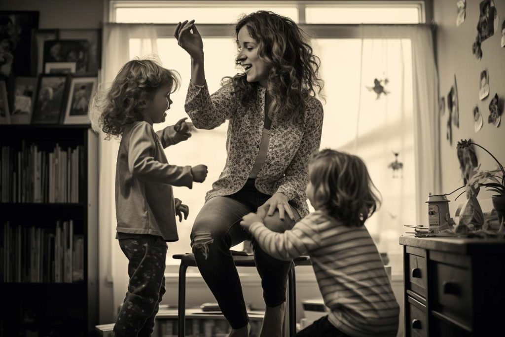 Fomentando la lectura en familia: Cómo crear un club de lectura familiar en México. Mamá jugando con sus hijas preguntas y respuestas